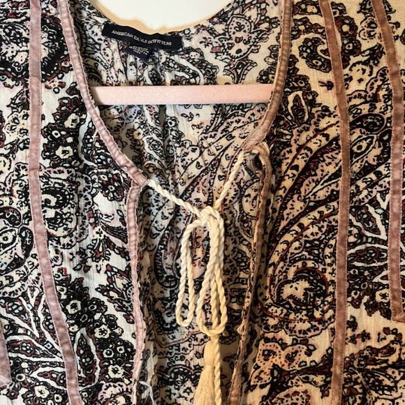 American Eagle Outfitters Women's Paisley Print Peasant Top SZ M - Picture 4 of 6